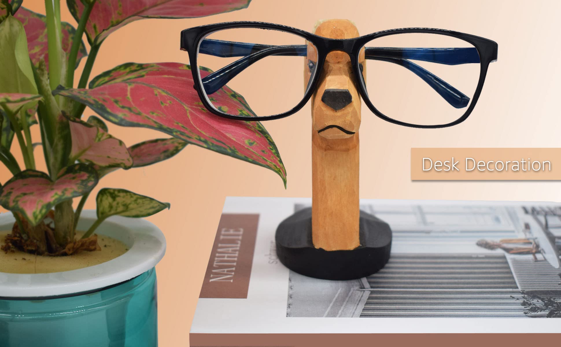 VIPbuy Handmade Labrador Retriever Shape Wood Carving Glasses Spectacle Holder Stand Sunglasses Display Rack Home Office Desk D